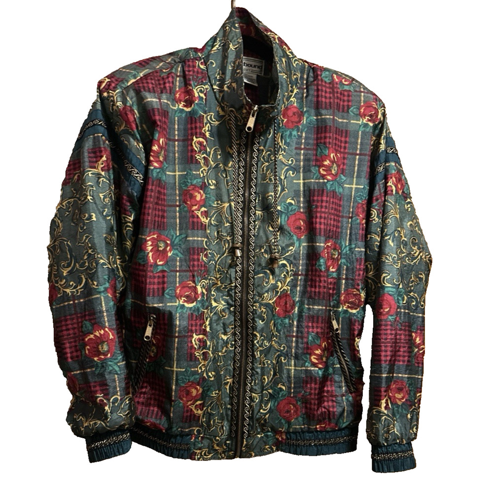VTG 80s Westbound Windbreaker Jacket Women's Sz M Floral Sport Fresh Prince